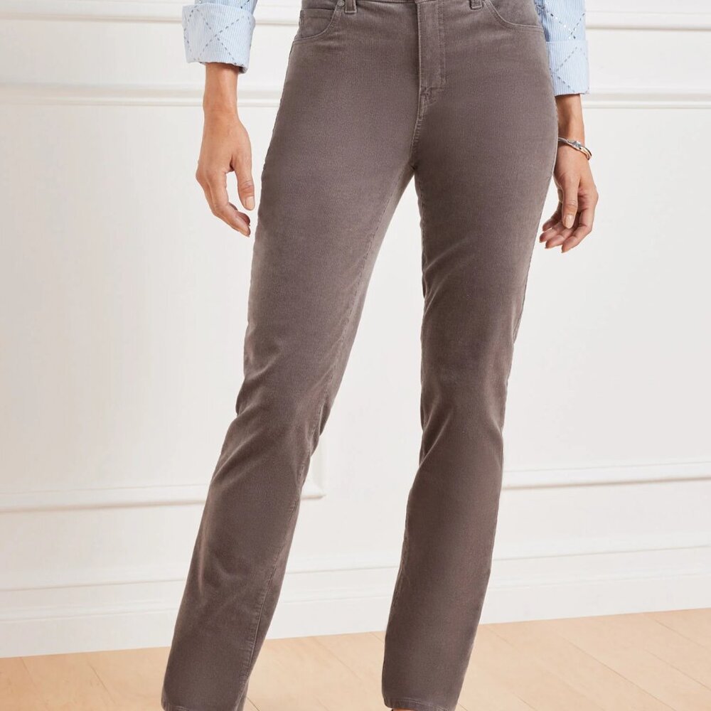 Women's TALBOTS "Simply Flattering" Gray Straight Corduroy Pants- Size 16